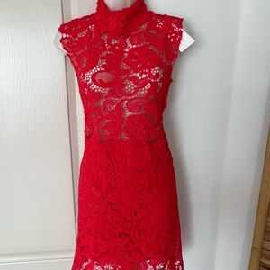Red lace dress